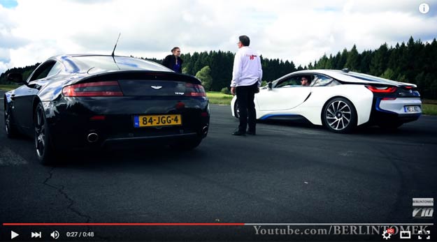 A Three Cylinder Powered BMW i8 Races Against An Aston Martin V8 Vantage