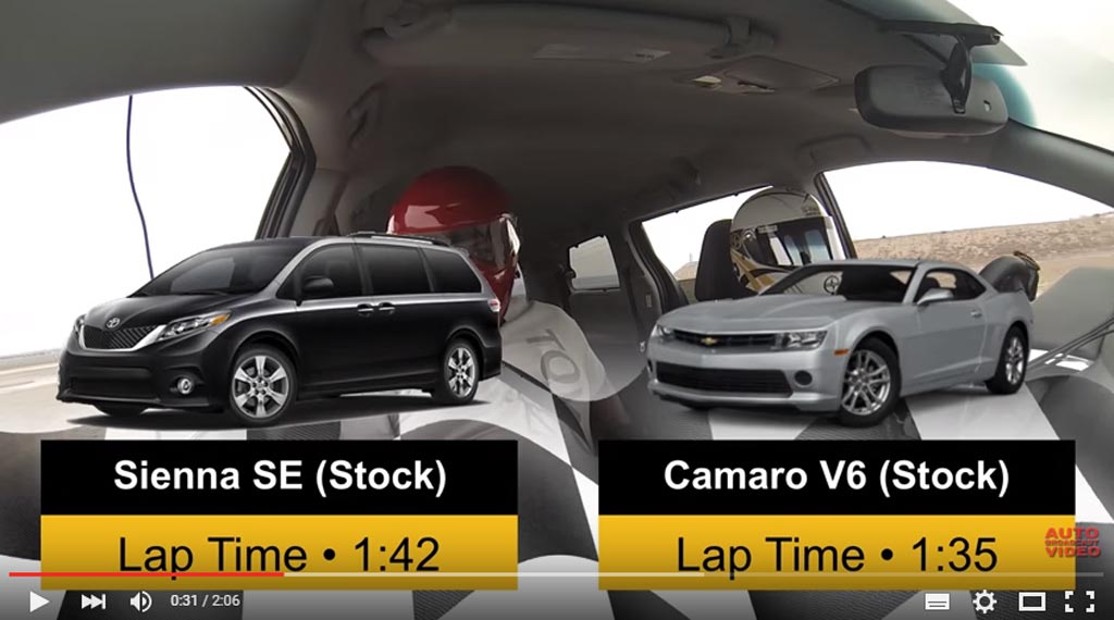 Find Out How A Stock Engined Toyota Sienna Can Beat A Camaro SS In A Race