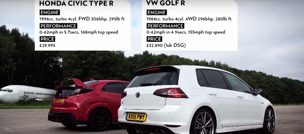 VW Golf R versus Honda Civic Type R Drag Race Is A Hot Hatch Titan Clash