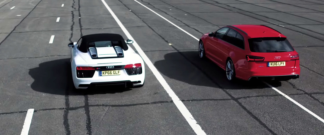 Massive RS6 Wagon Almost Win Against The Supercar R8 Spyder In A Drag Race
